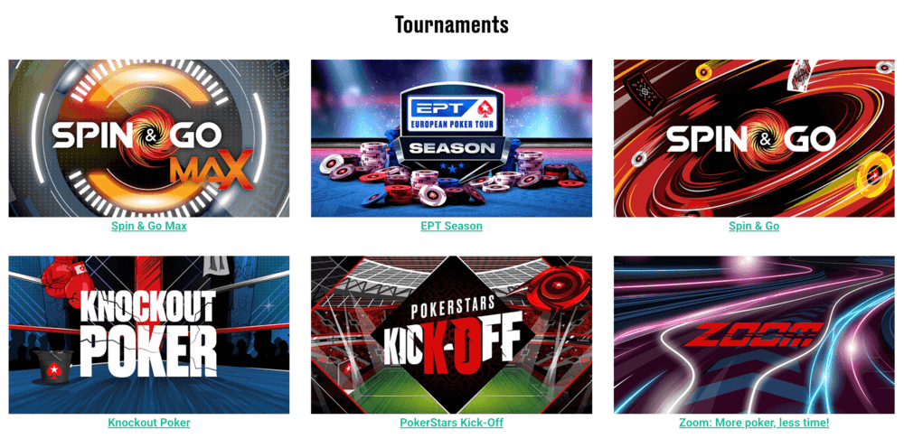 The current Pokerstars Tournaments.