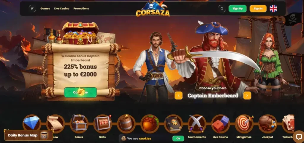 The 225% up to 2000€ bonus of Corsaza Casino reviewed by our experts.